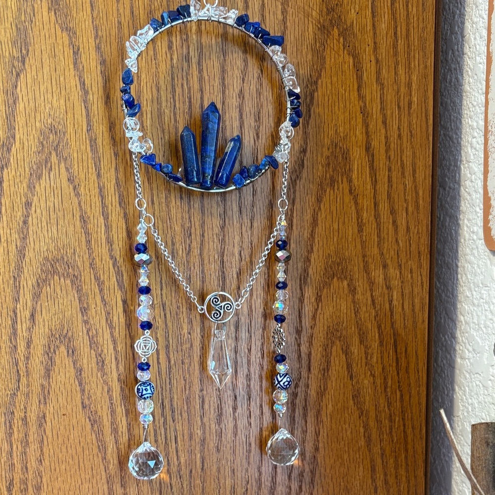 Lapis Lazuli & clear Quartz Suncatcher
